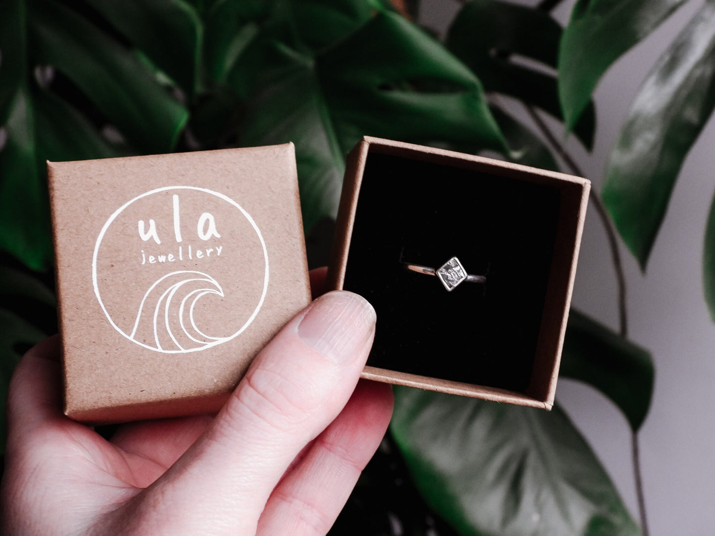 Custom Made Raw Diamond Engagement Ring