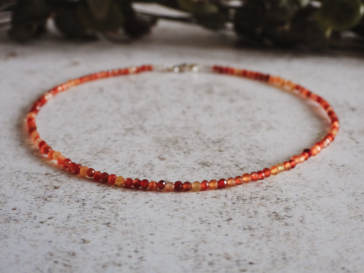 Dainty Carnelian "Fertility" Gemstone Anklet | July Birthstone