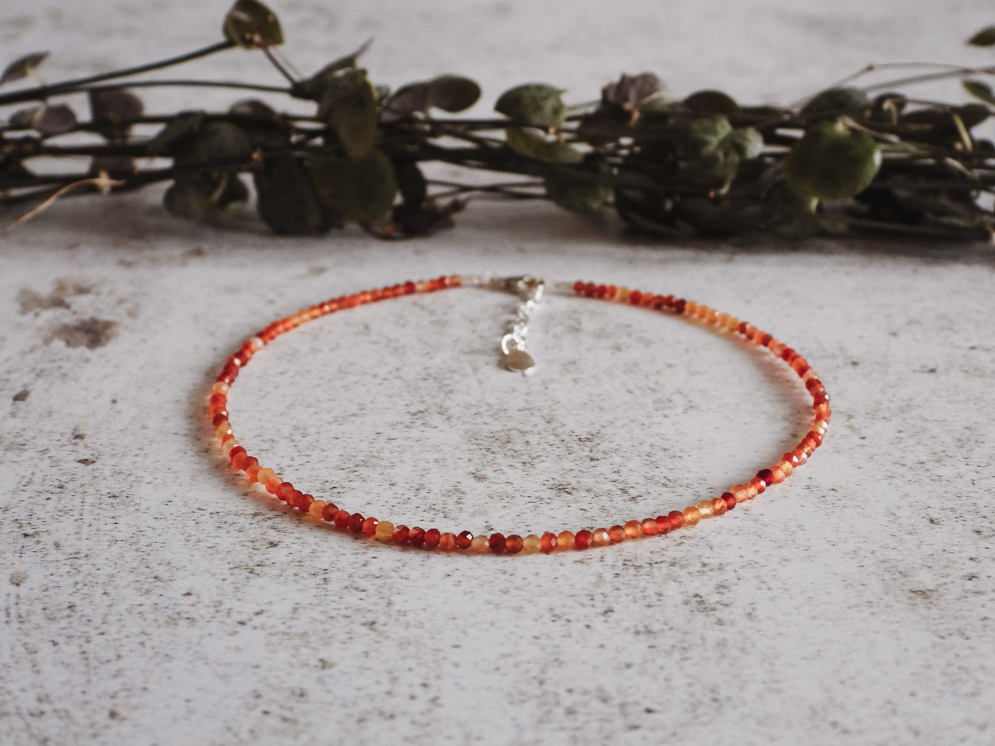 Dainty Carnelian "Fertility" Gemstone Anklet | July Birthstone