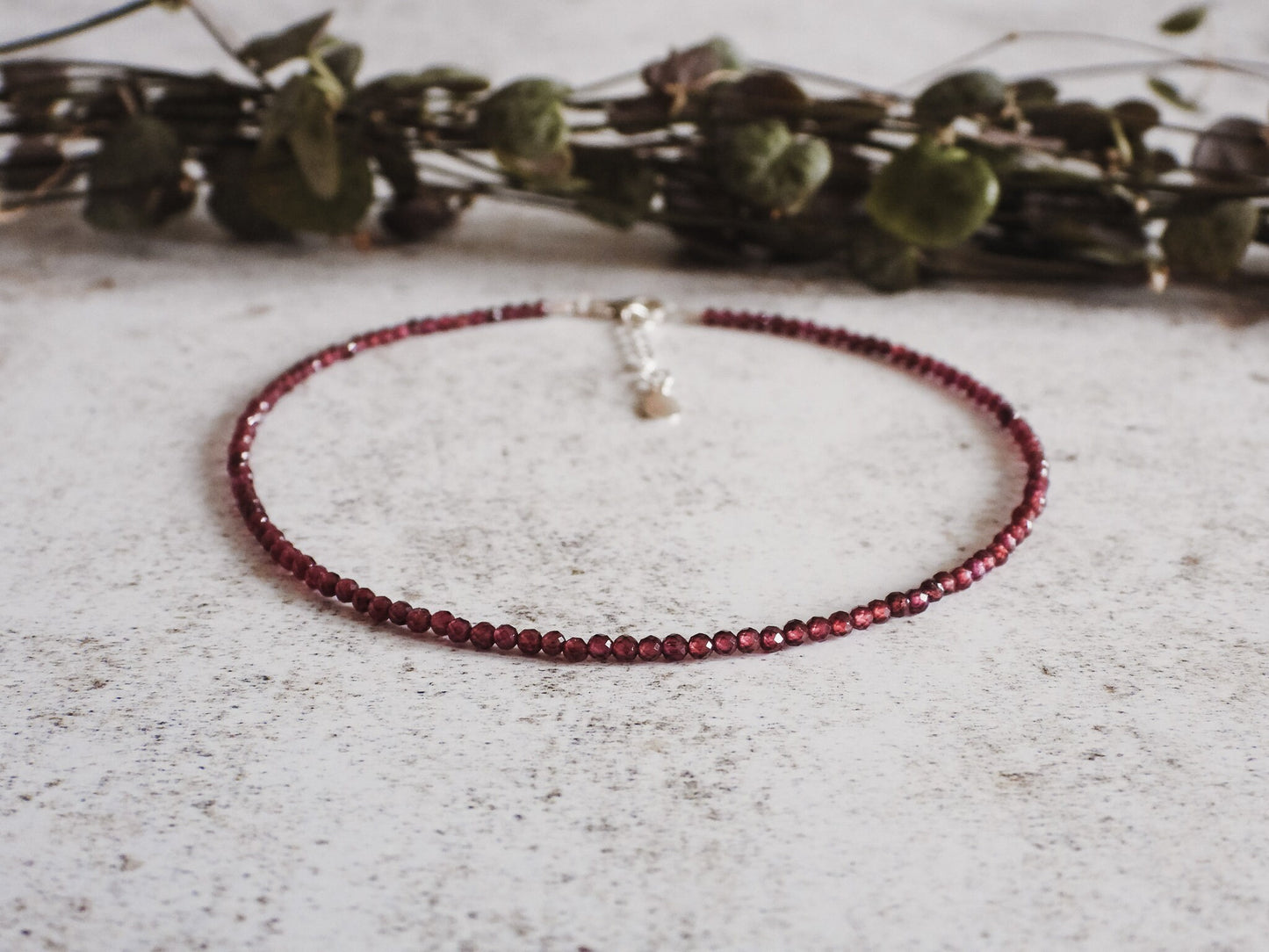 Dainty Garnet "Trust & Friendship" Gemstone Anklet | January Birthstone