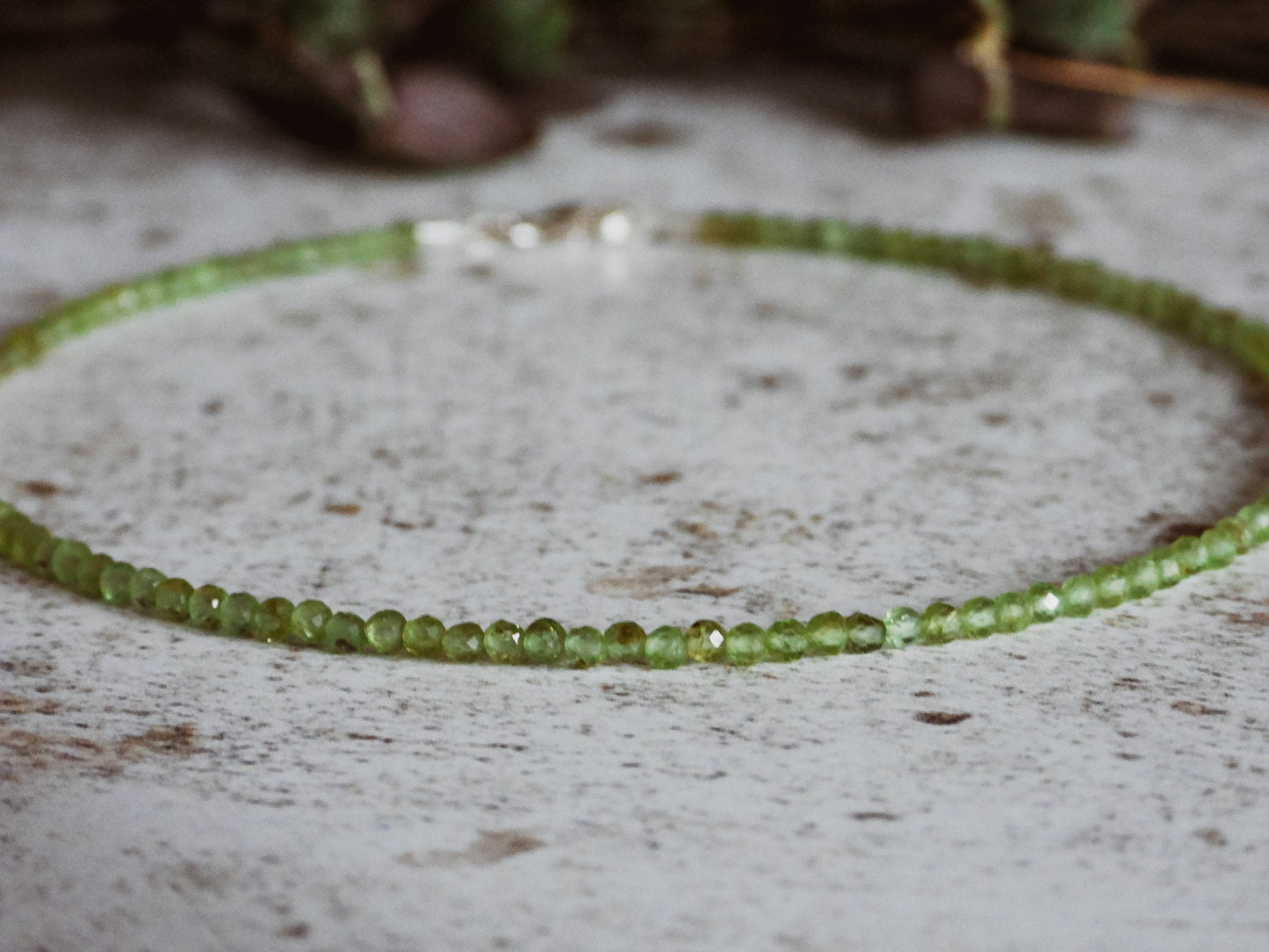 Dainty Peridot  "Compassion" Gemstone Anklet | August Birthstone