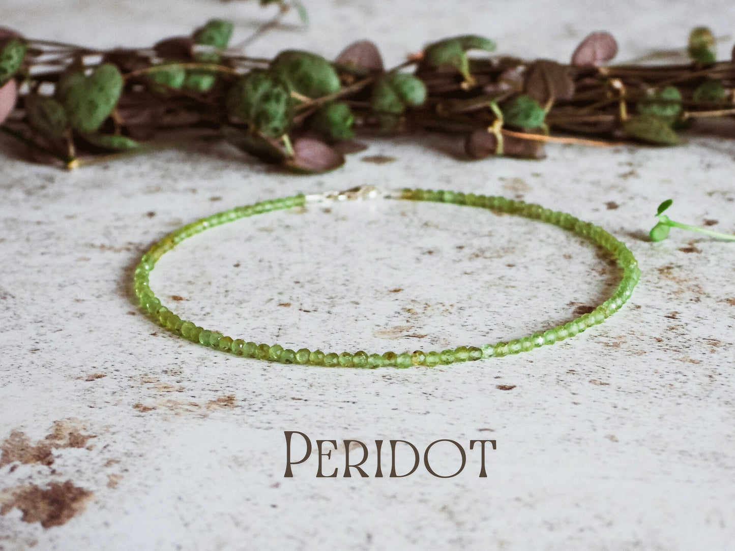 Dainty Peridot  "Compassion" Gemstone Anklet | August Birthstone