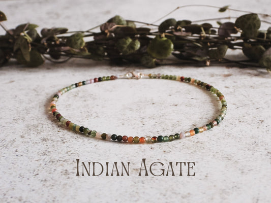 Dainty Indian Agate "Eternity" Gemstone Anklet